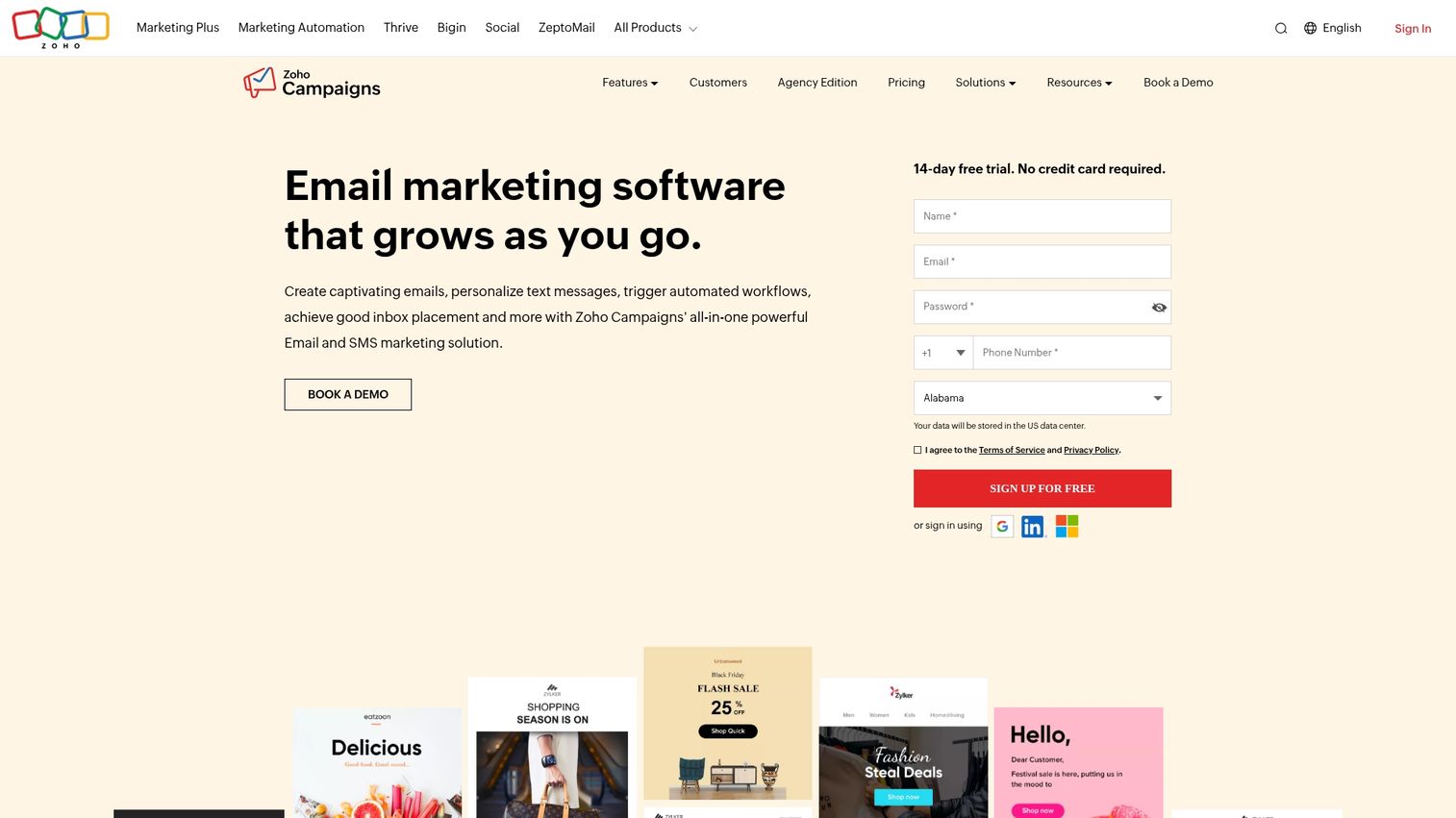 15. Zoho Campaigns