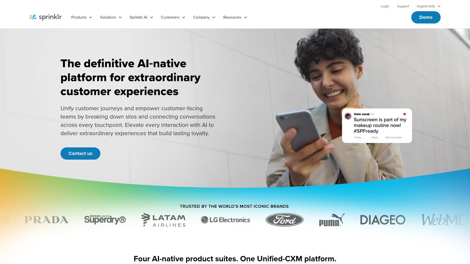 Sprinklr homepage