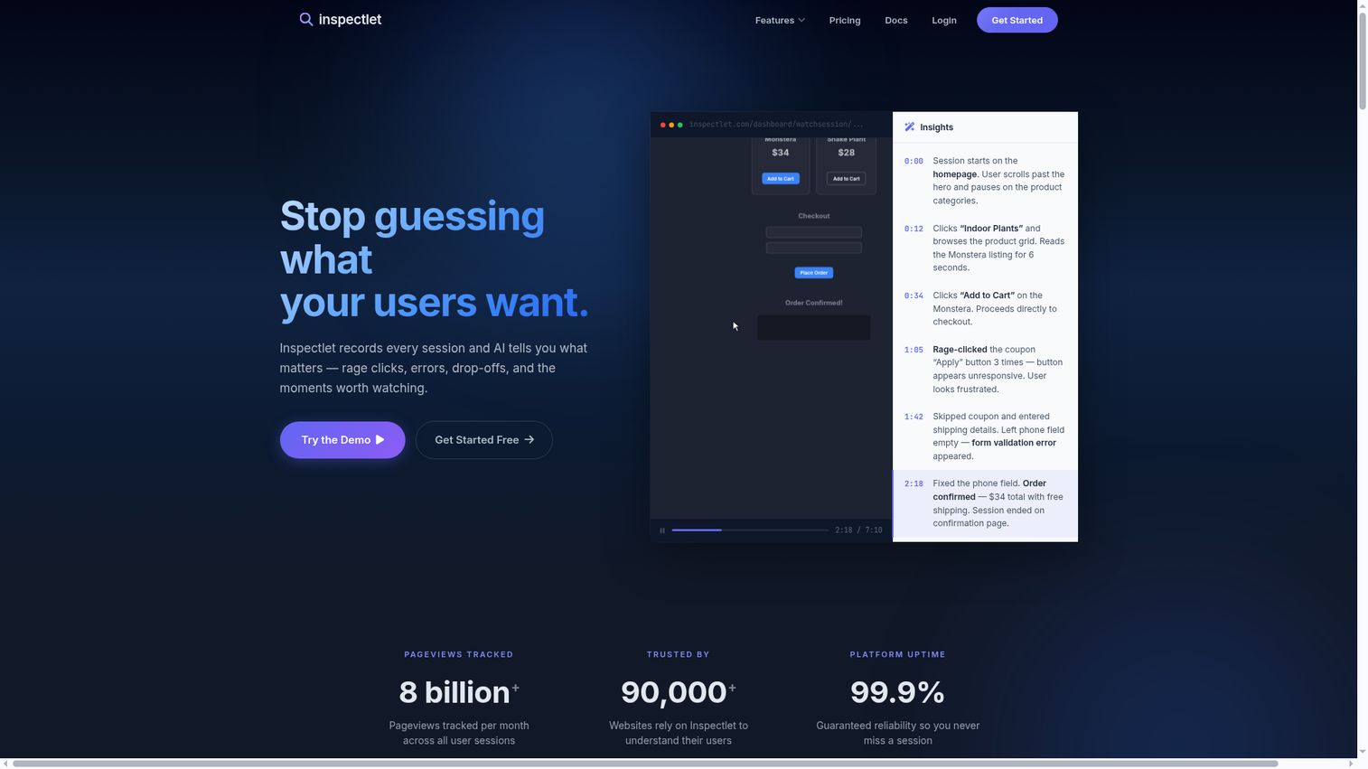 Inspectlet homepage