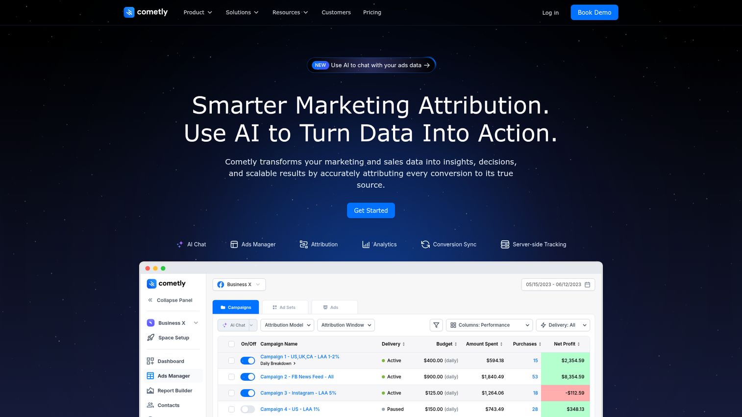 Cometly homepage