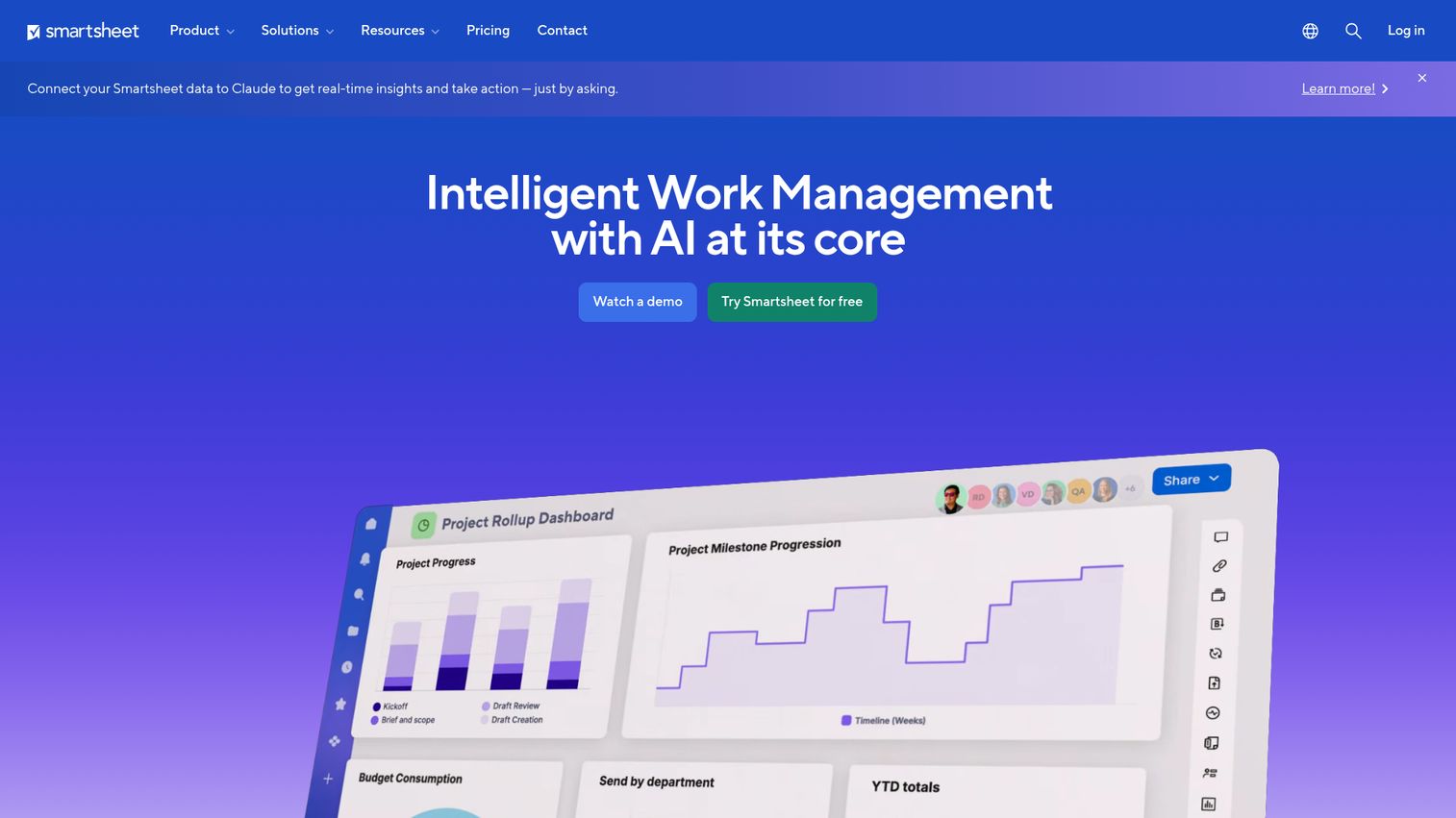 Smartsheet homepage