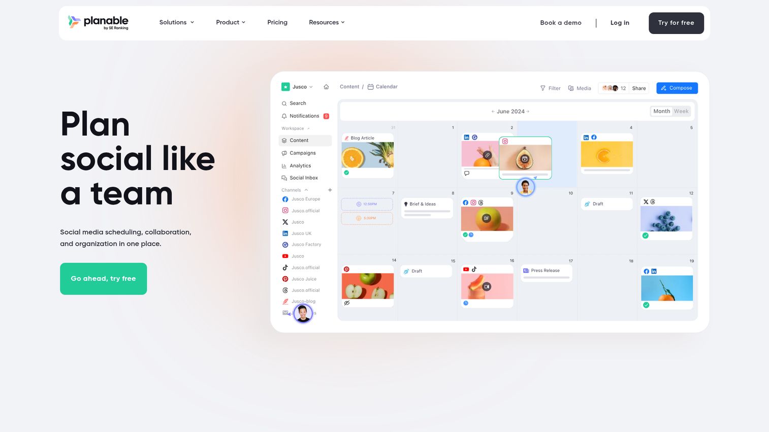 Planable homepage