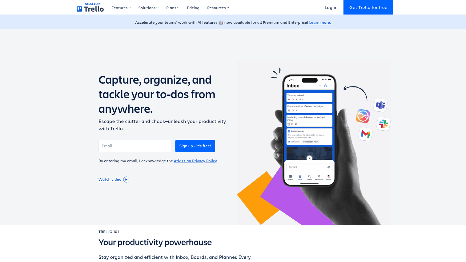 Trello homepage