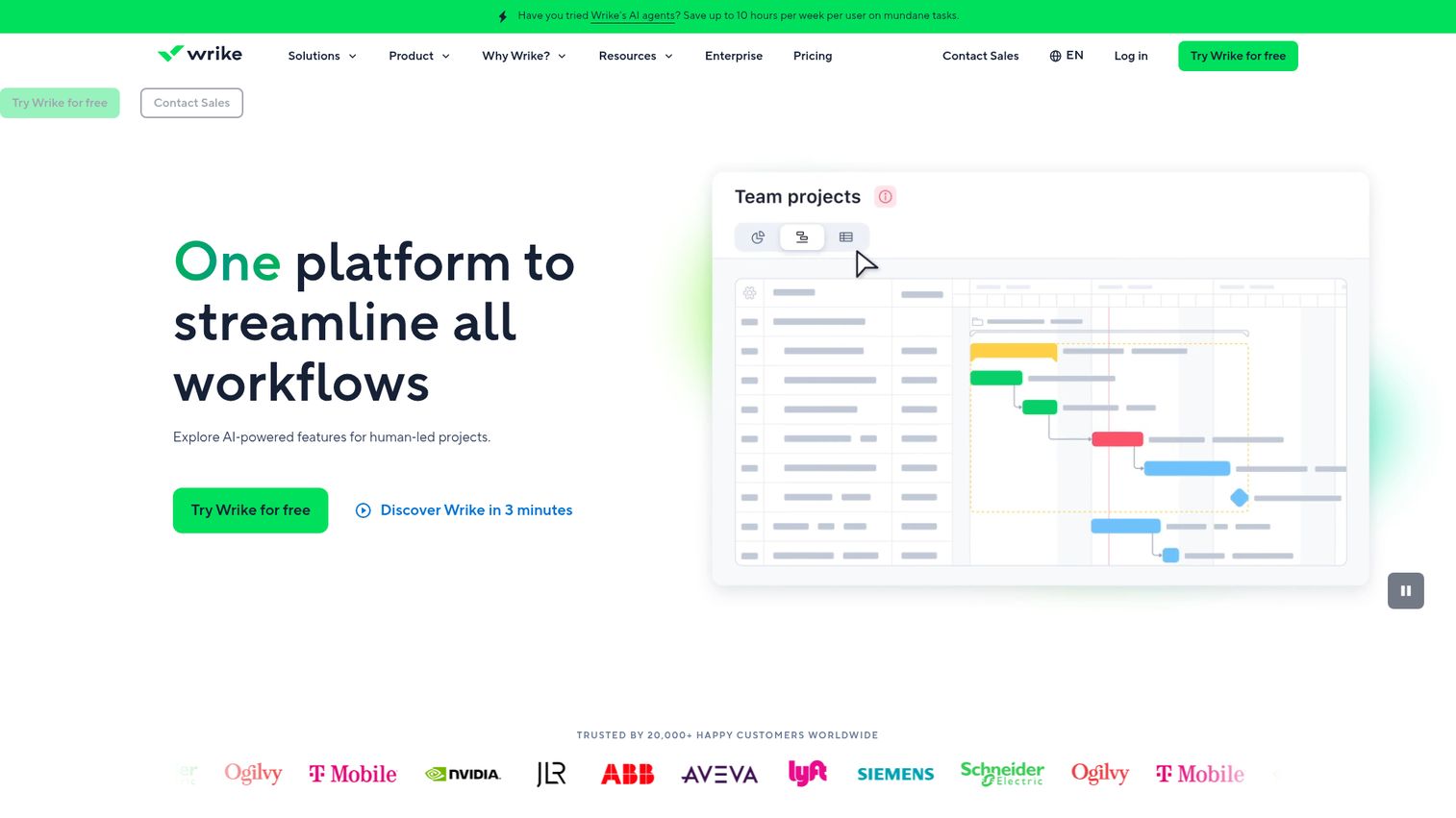 Wrike homepage