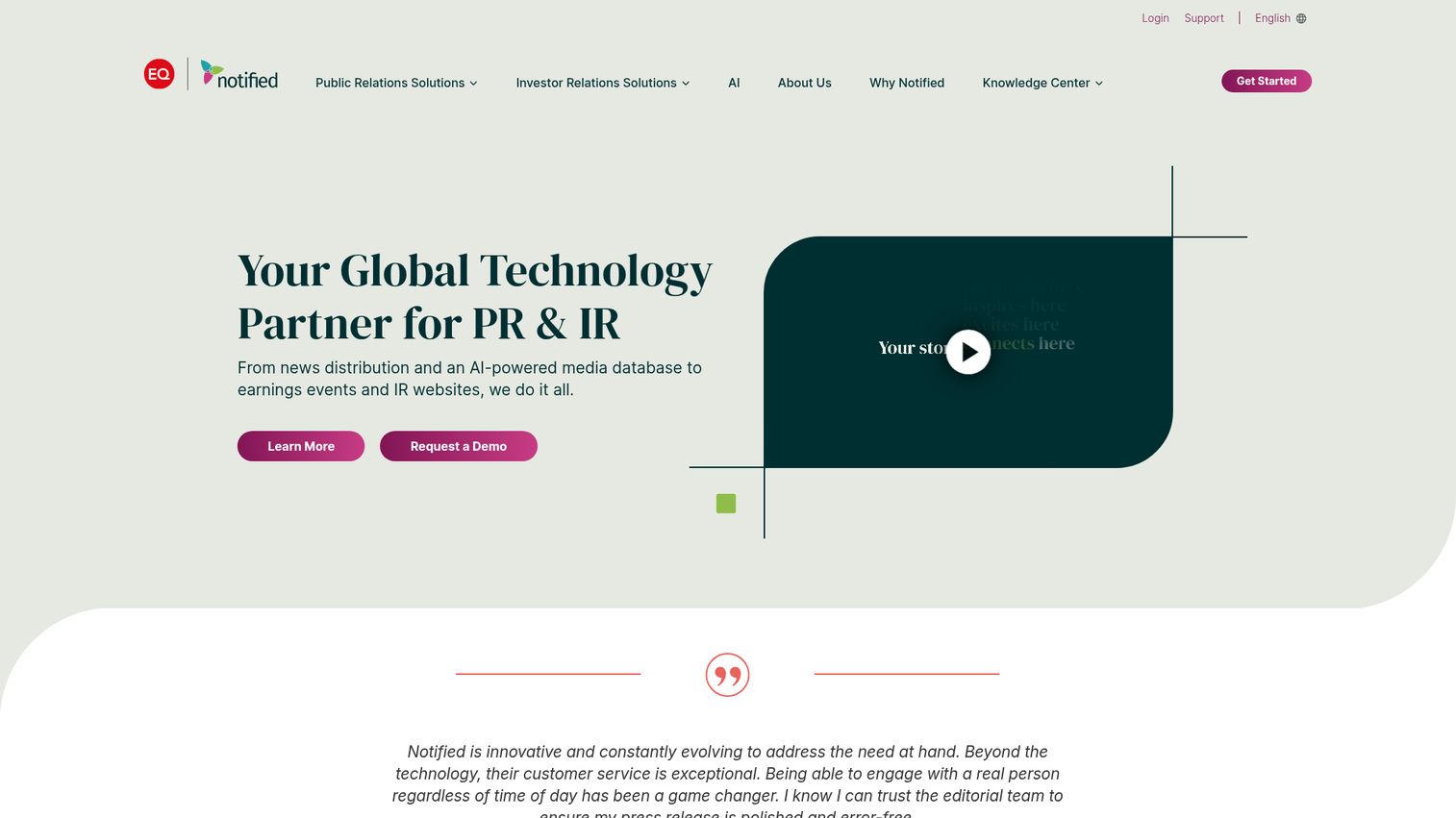 Notified homepage