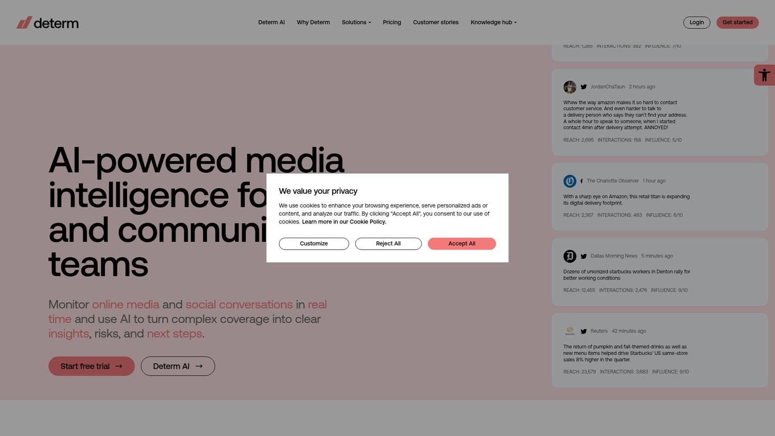 Determ homepage