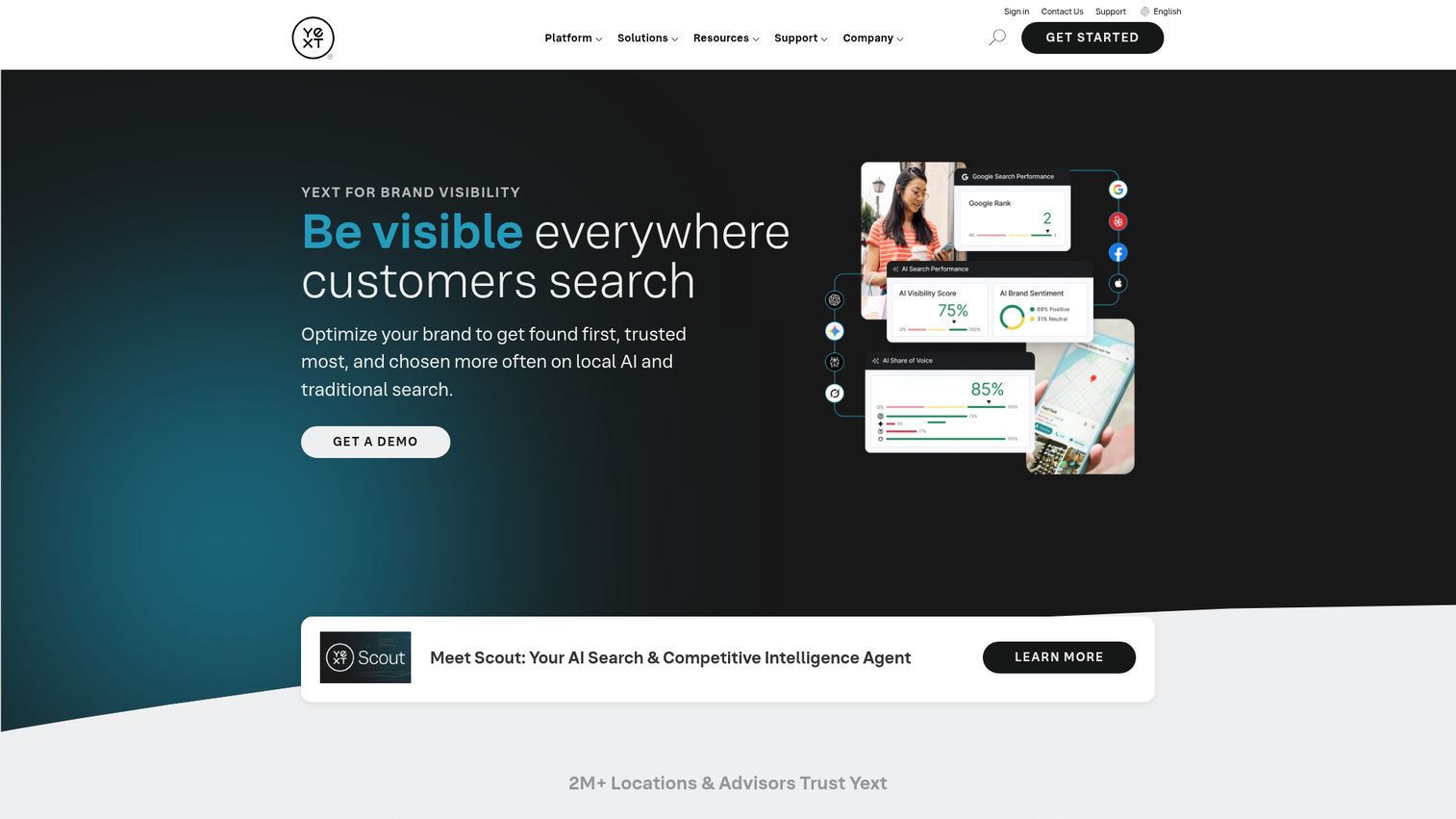 Yext homepage
