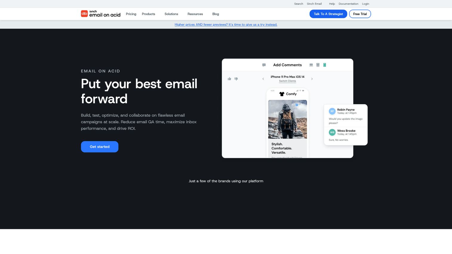 Email on Acid homepage