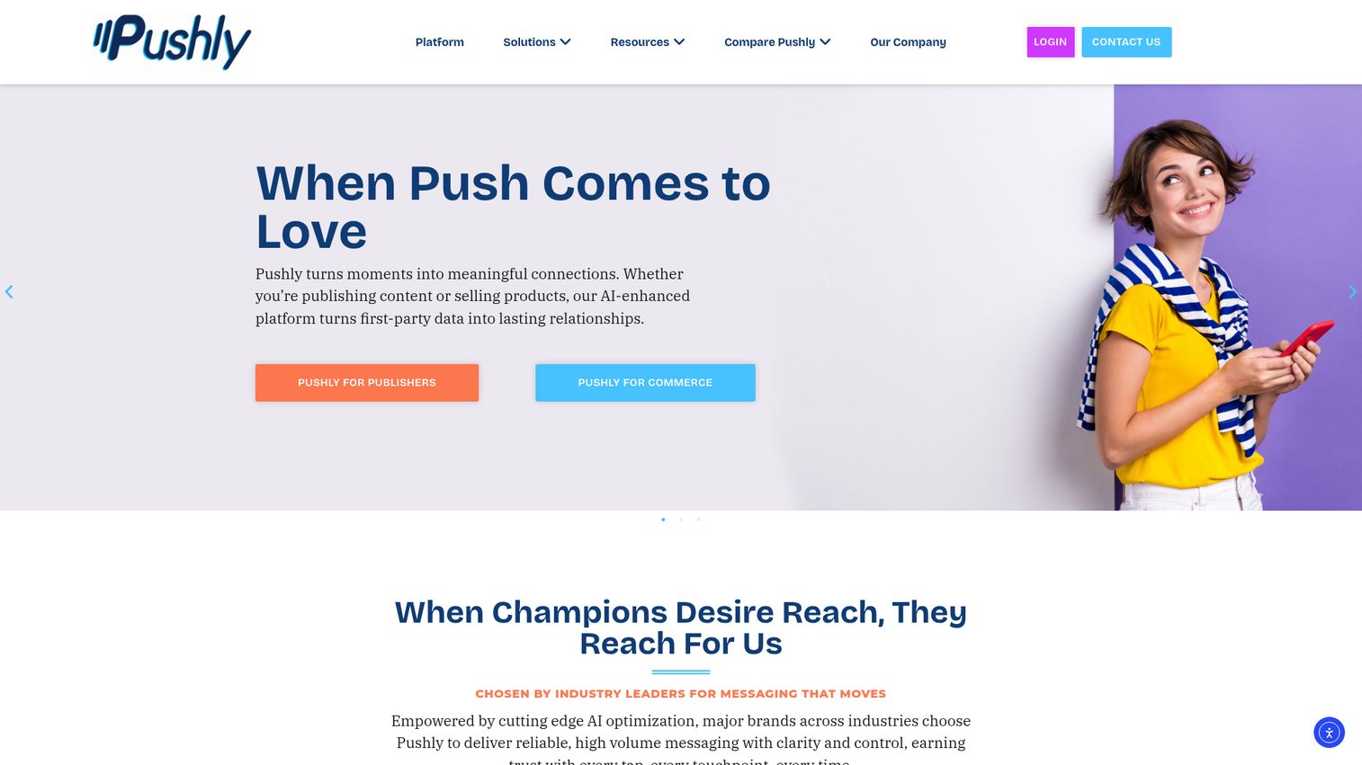 Pushly homepage