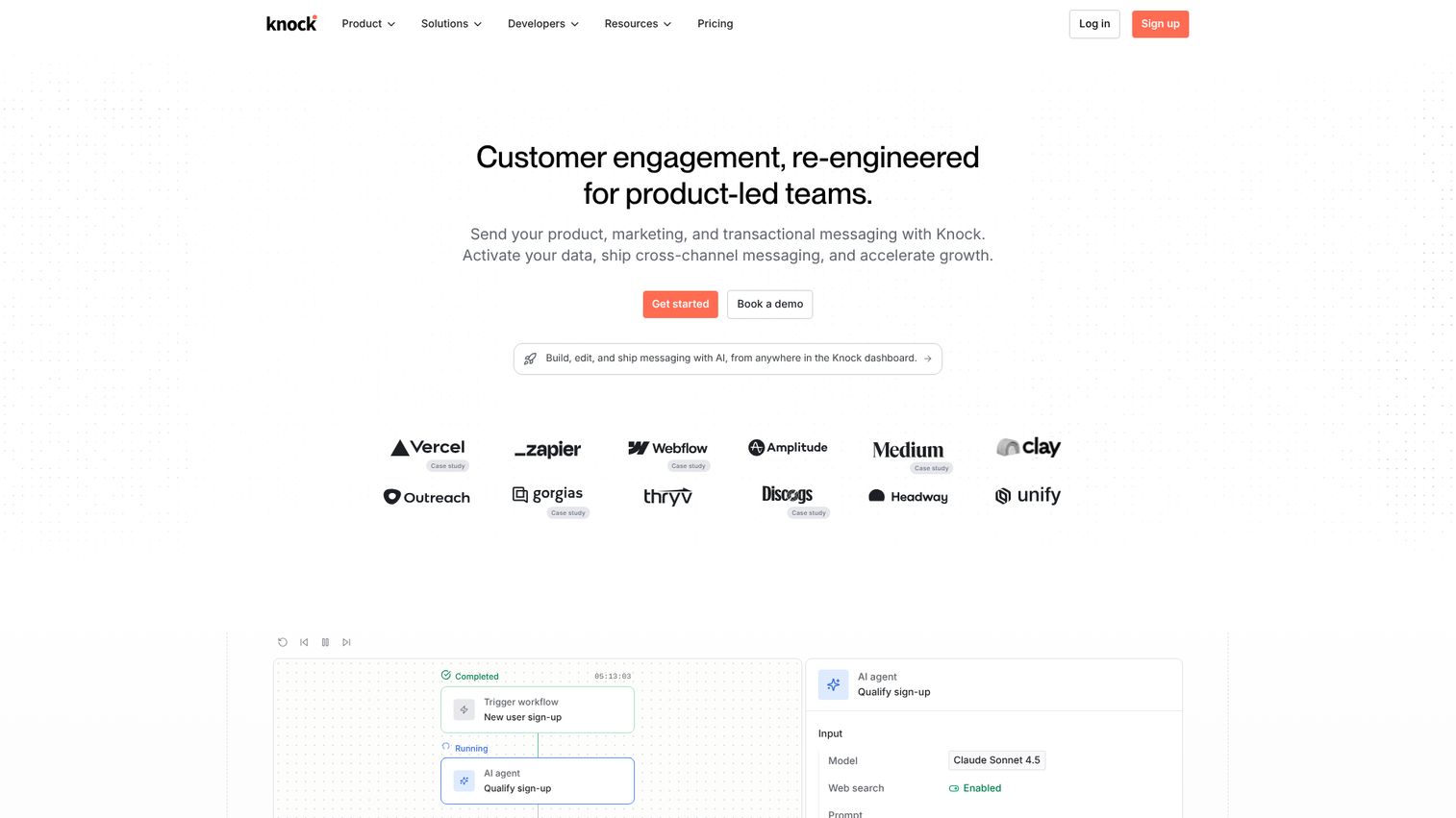 Knock homepage