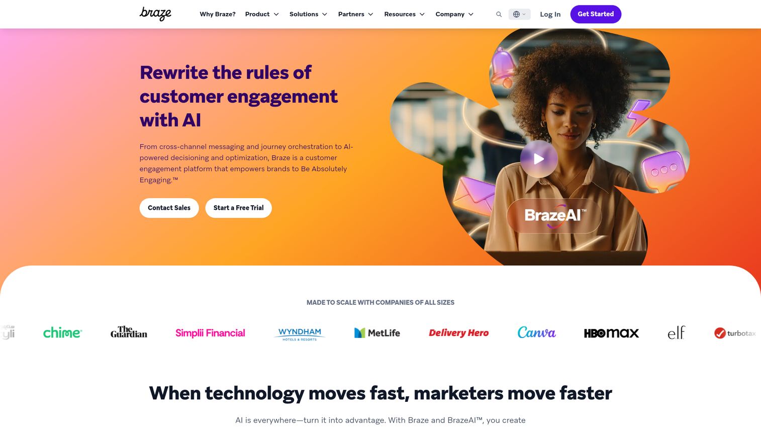 Braze homepage