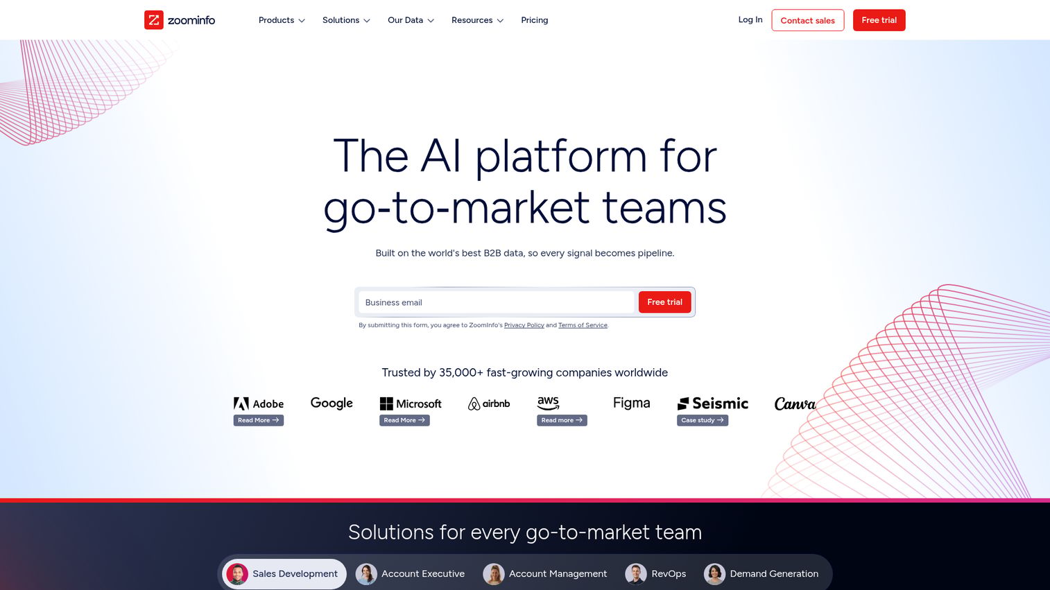 ZoomInfo homepage