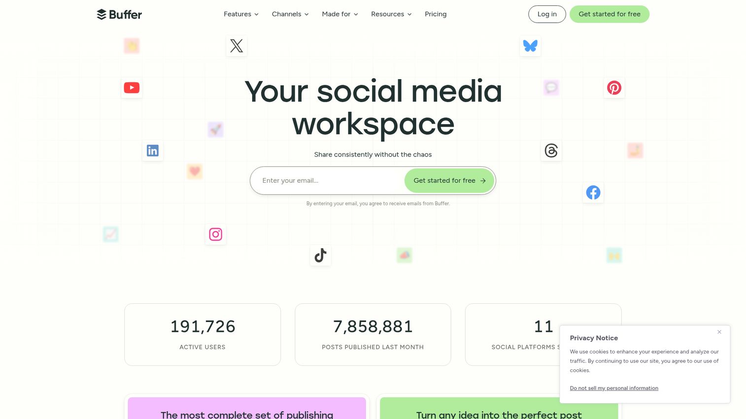 Buffer homepage