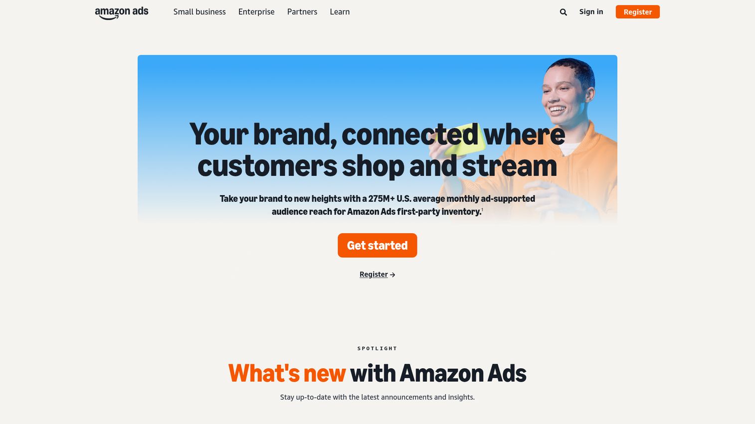 Amazon Ads homepage