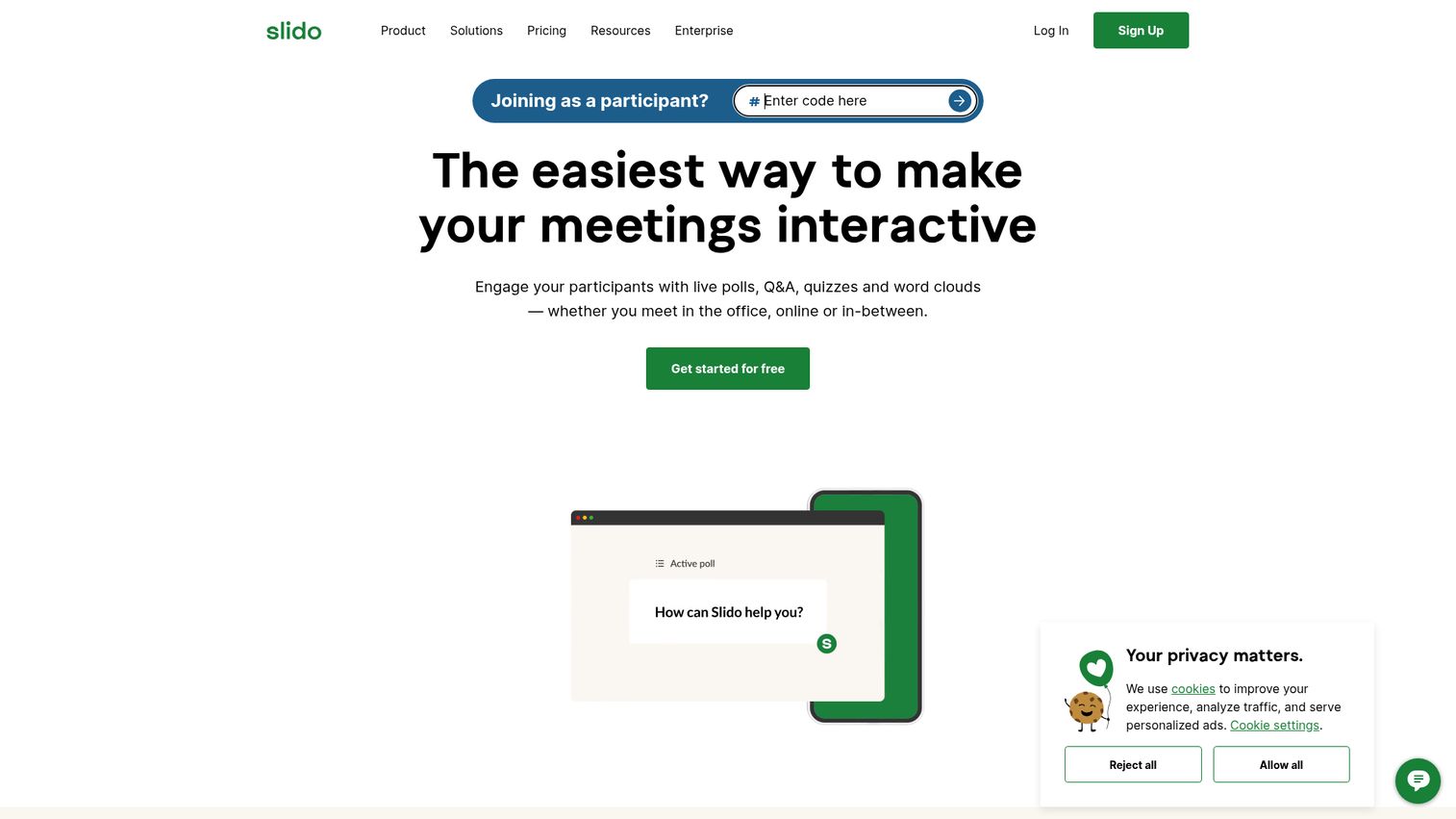 Slido homepage