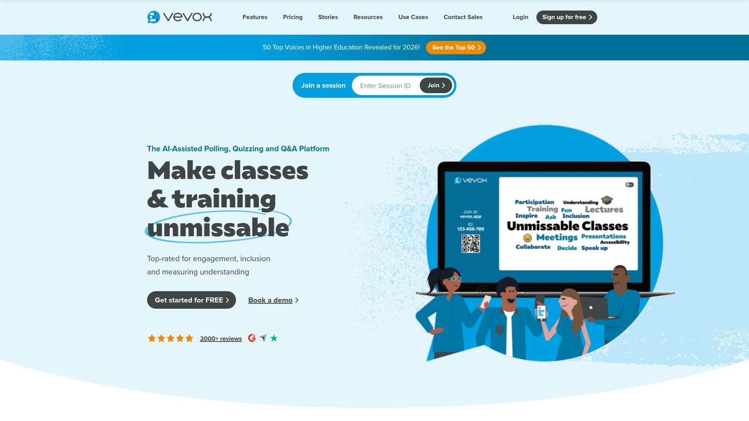 Vevox homepage