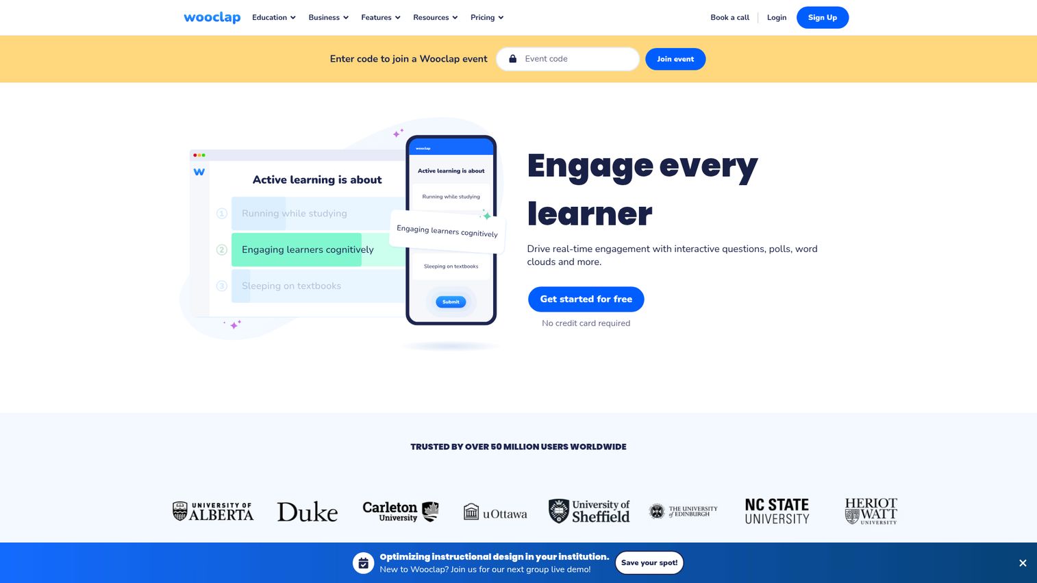 Wooclap homepage