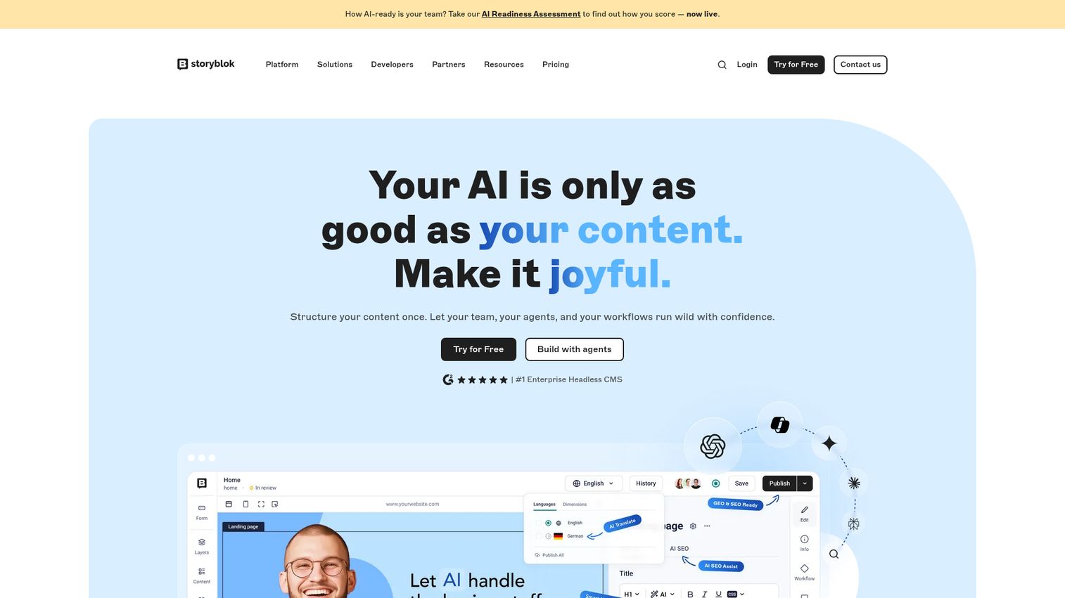 Storyblok homepage