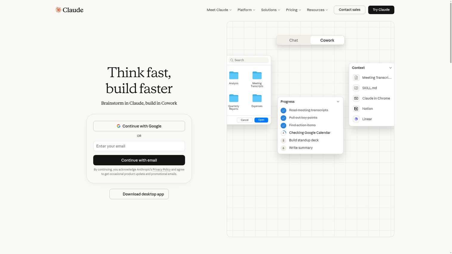 Claude homepage