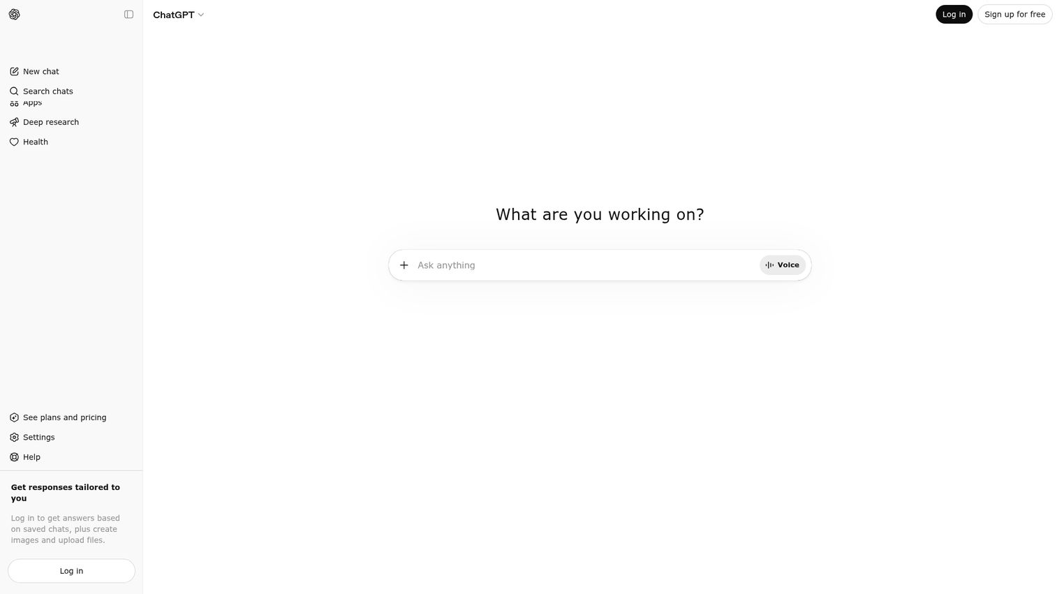 ChatGPT homepage