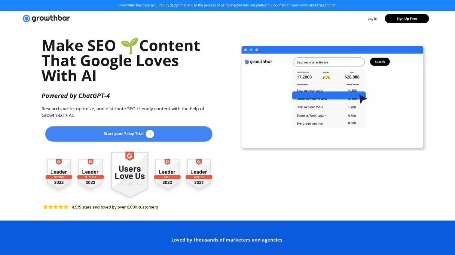 GrowthBar homepage