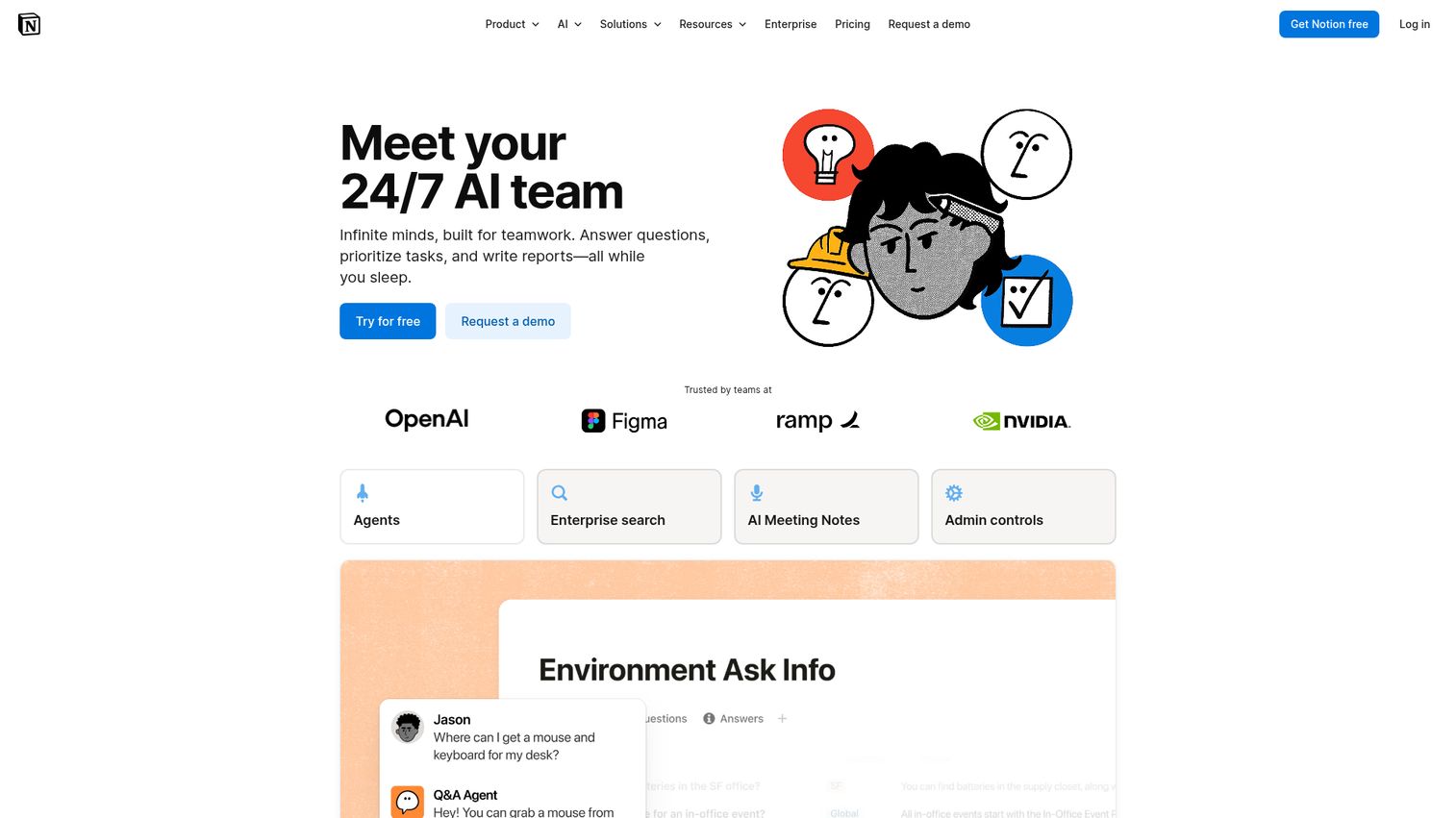Notion AI homepage