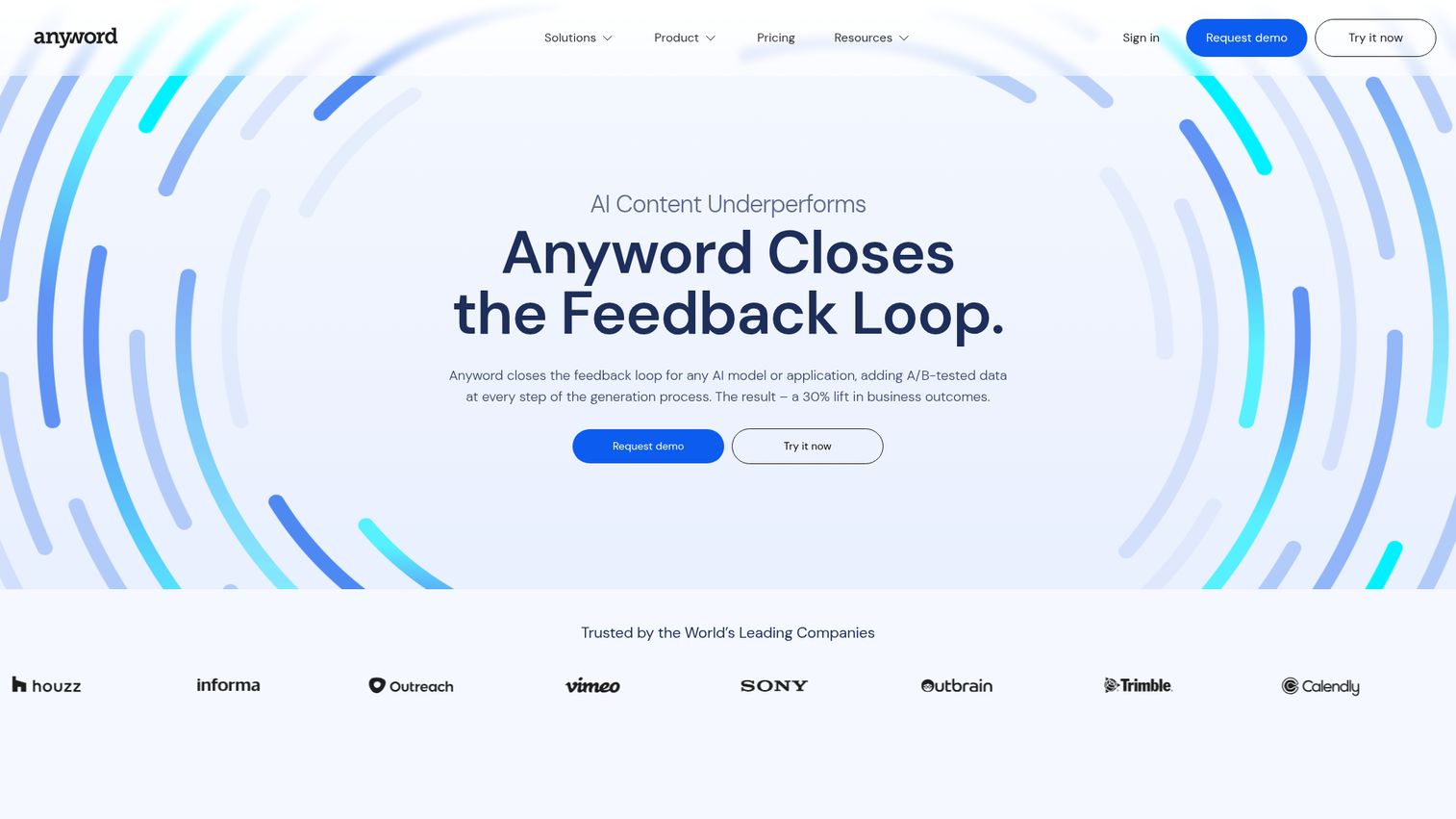 Anyword homepage
