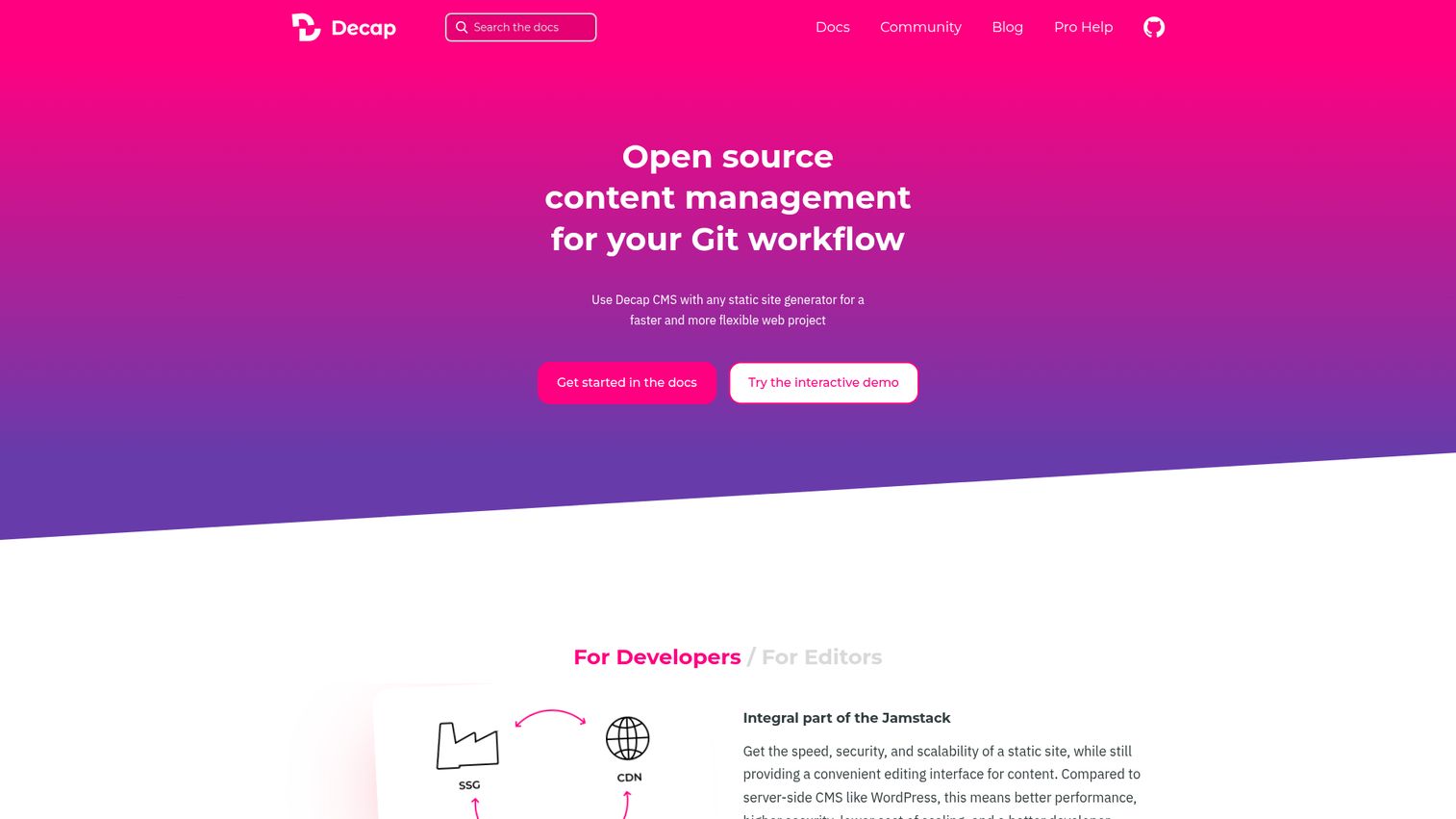 Decap CMS homepage