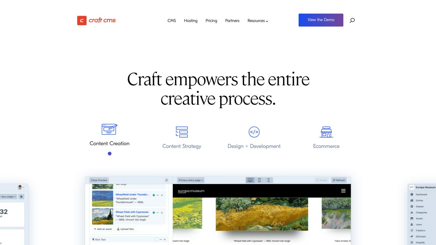 Craft CMS homepage