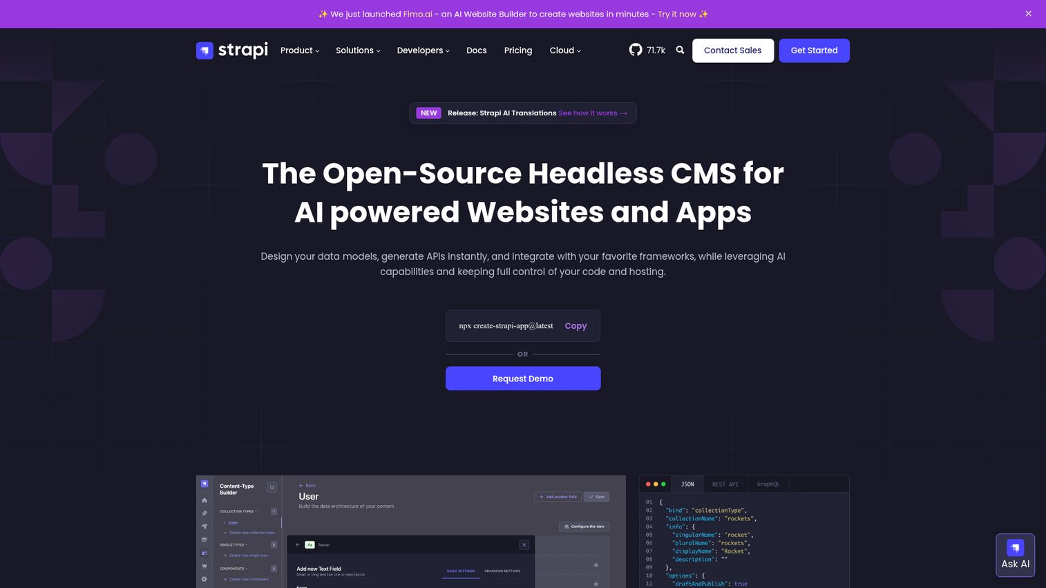 Strapi homepage