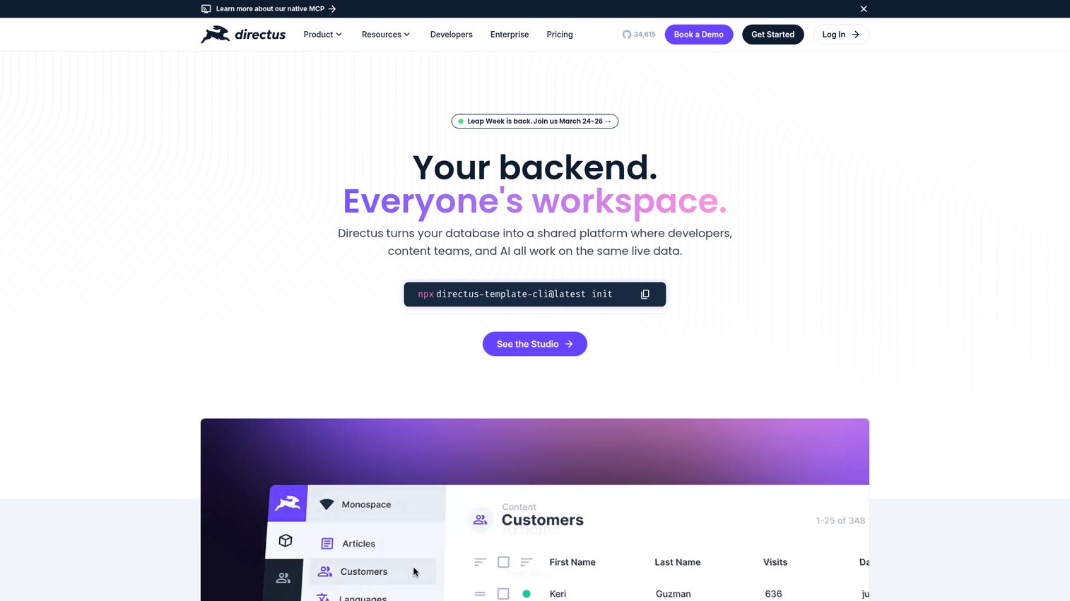 Directus homepage
