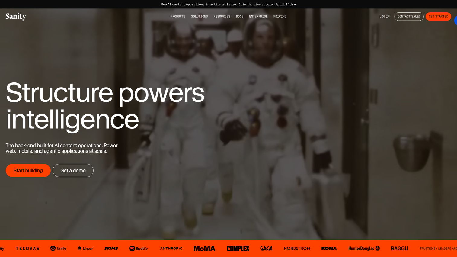 Sanity homepage