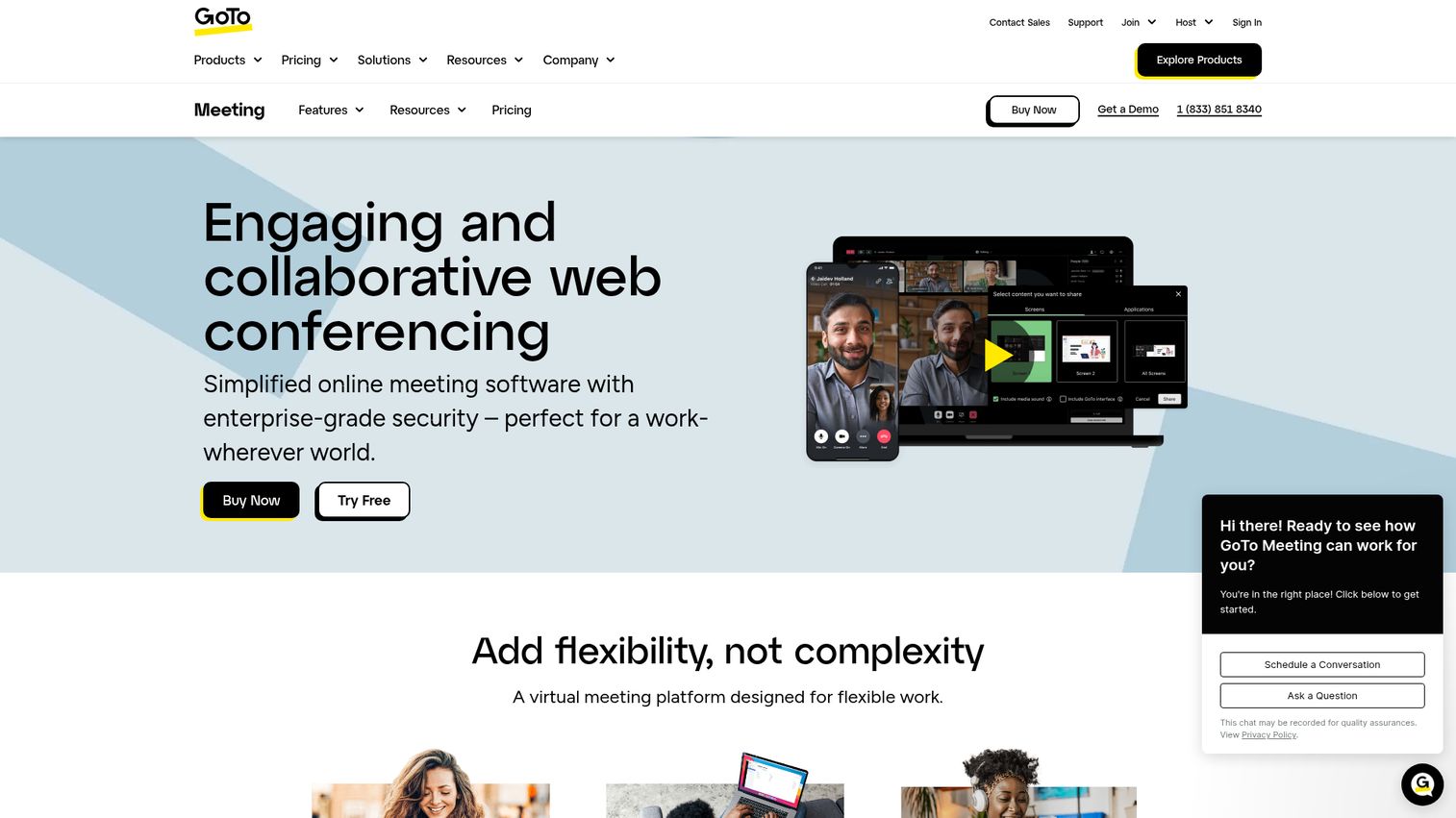 GoTo Meeting homepage