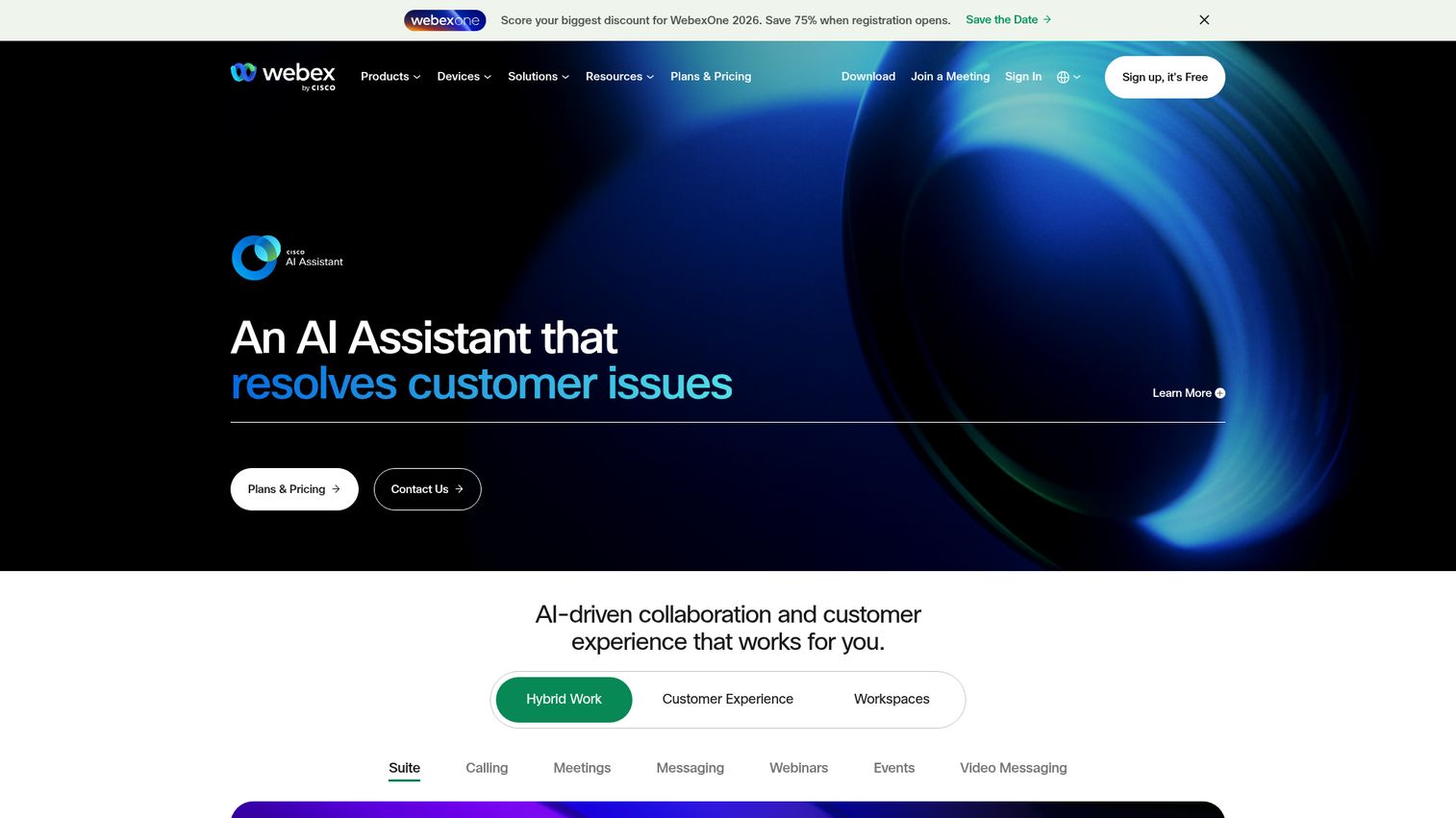 Webex homepage