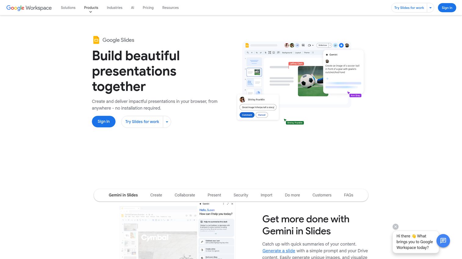 Google Slides homepage