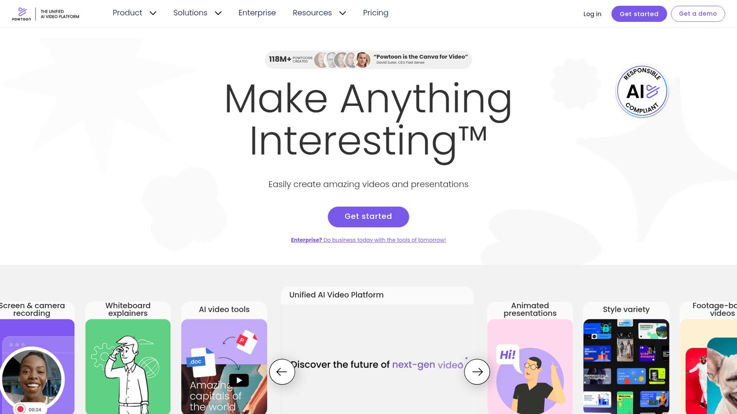 Powtoon homepage