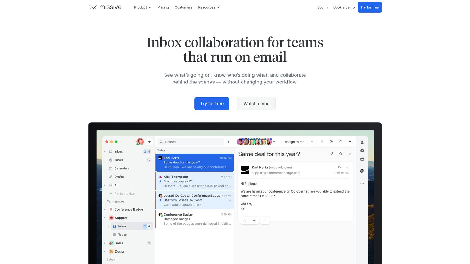 Missive homepage