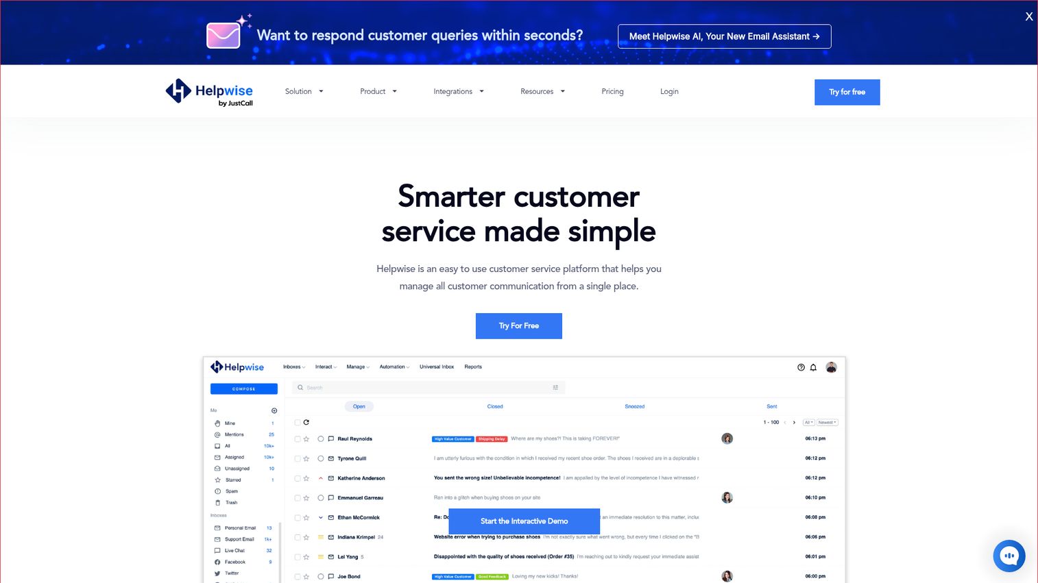 Helpwise homepage