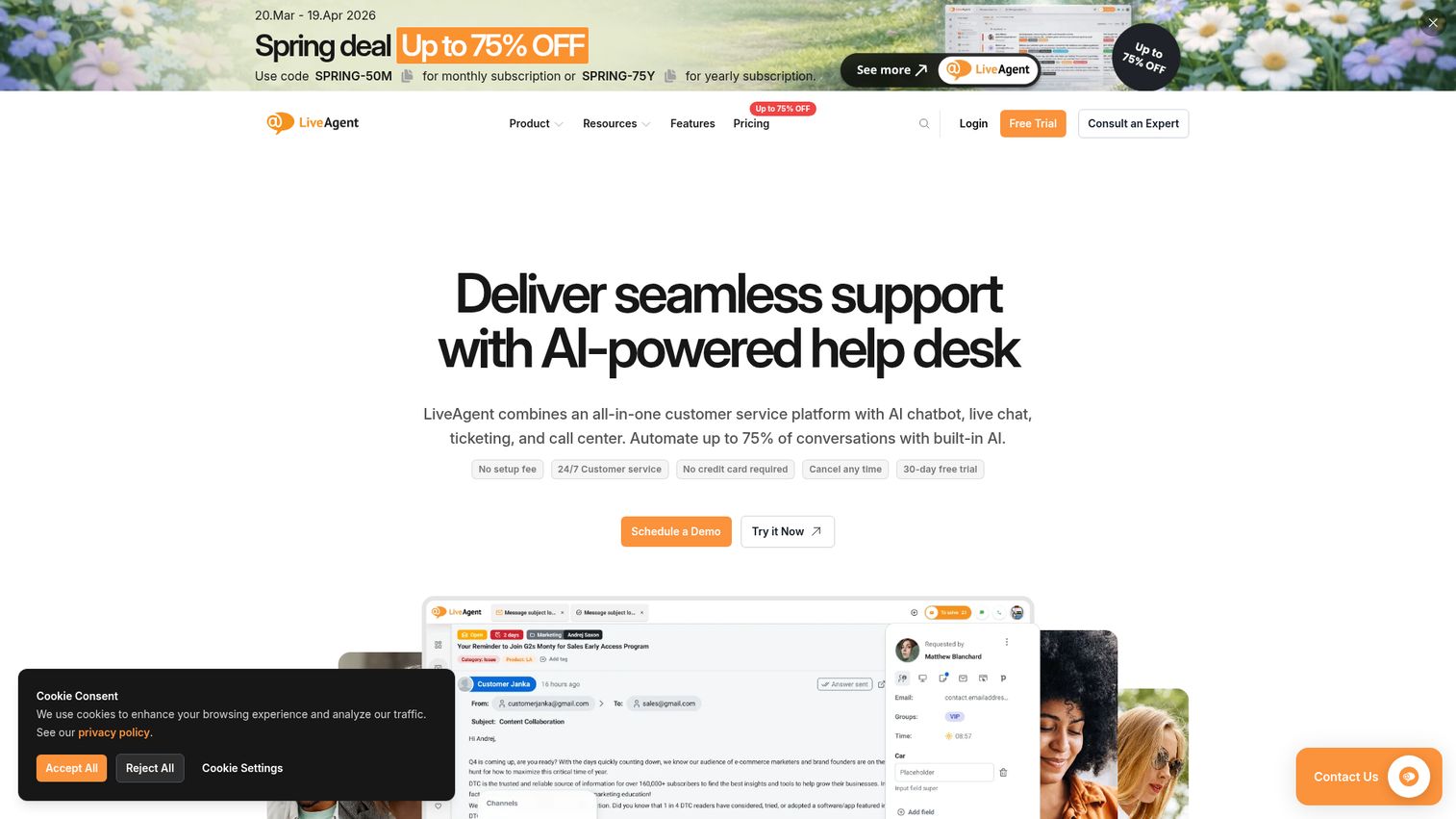 LiveAgent homepage