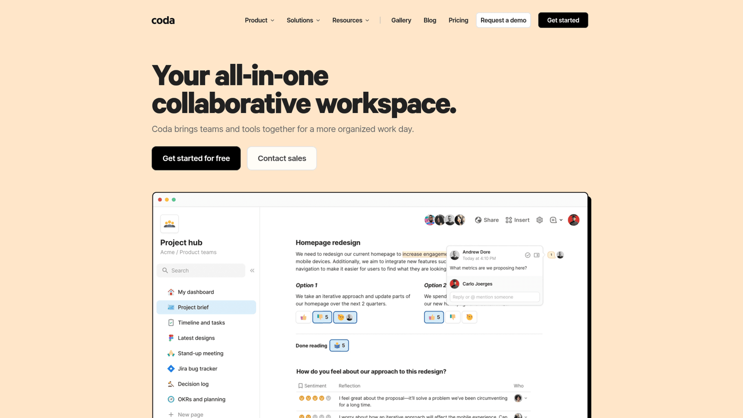 Coda homepage