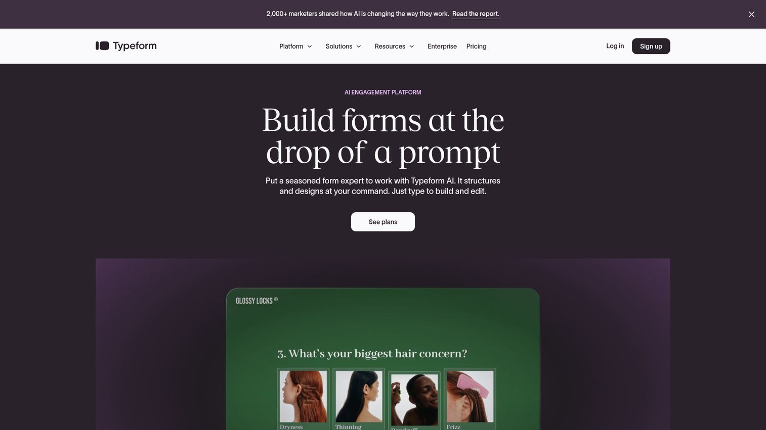 Typeform homepage