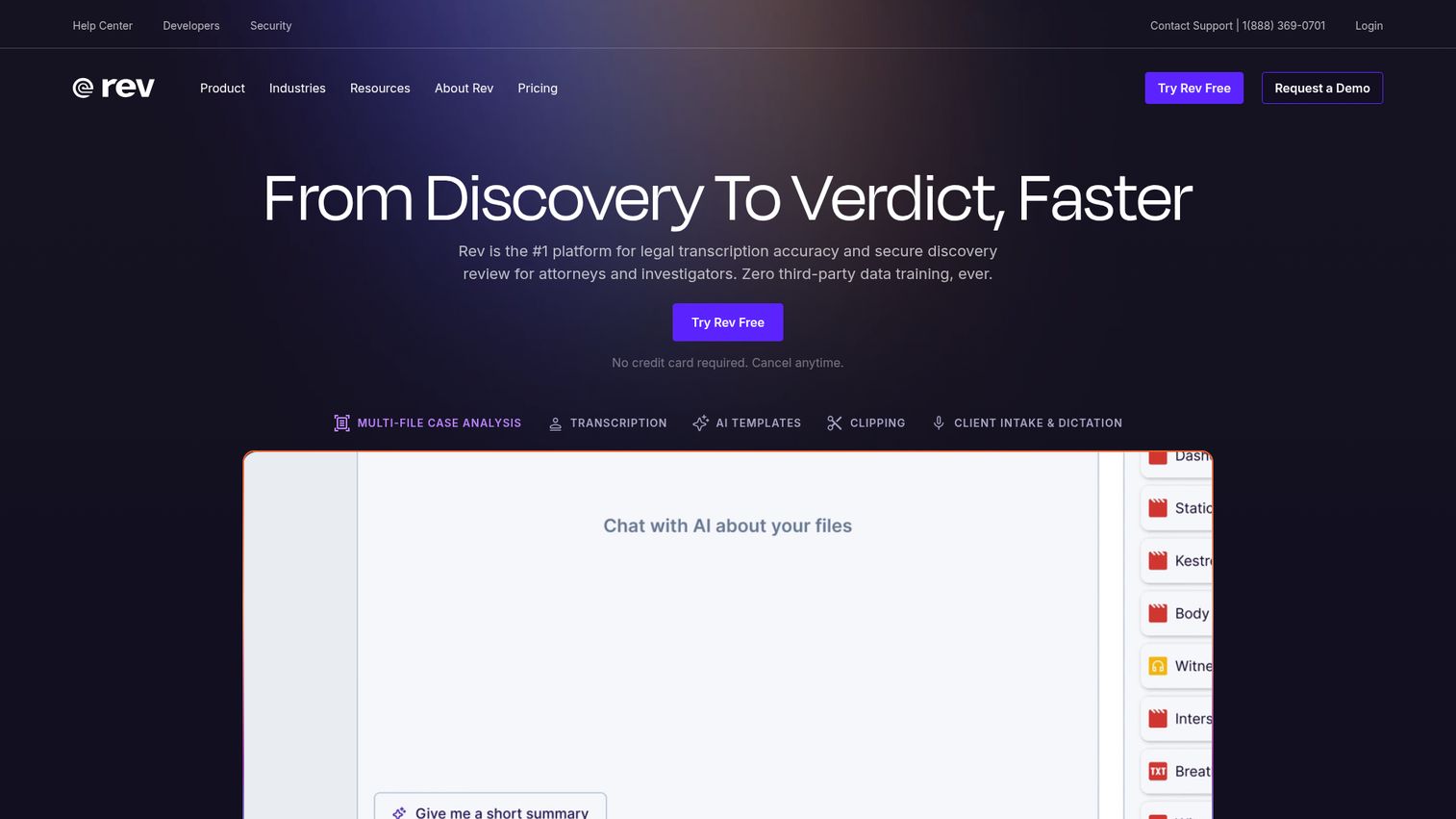 Rev homepage