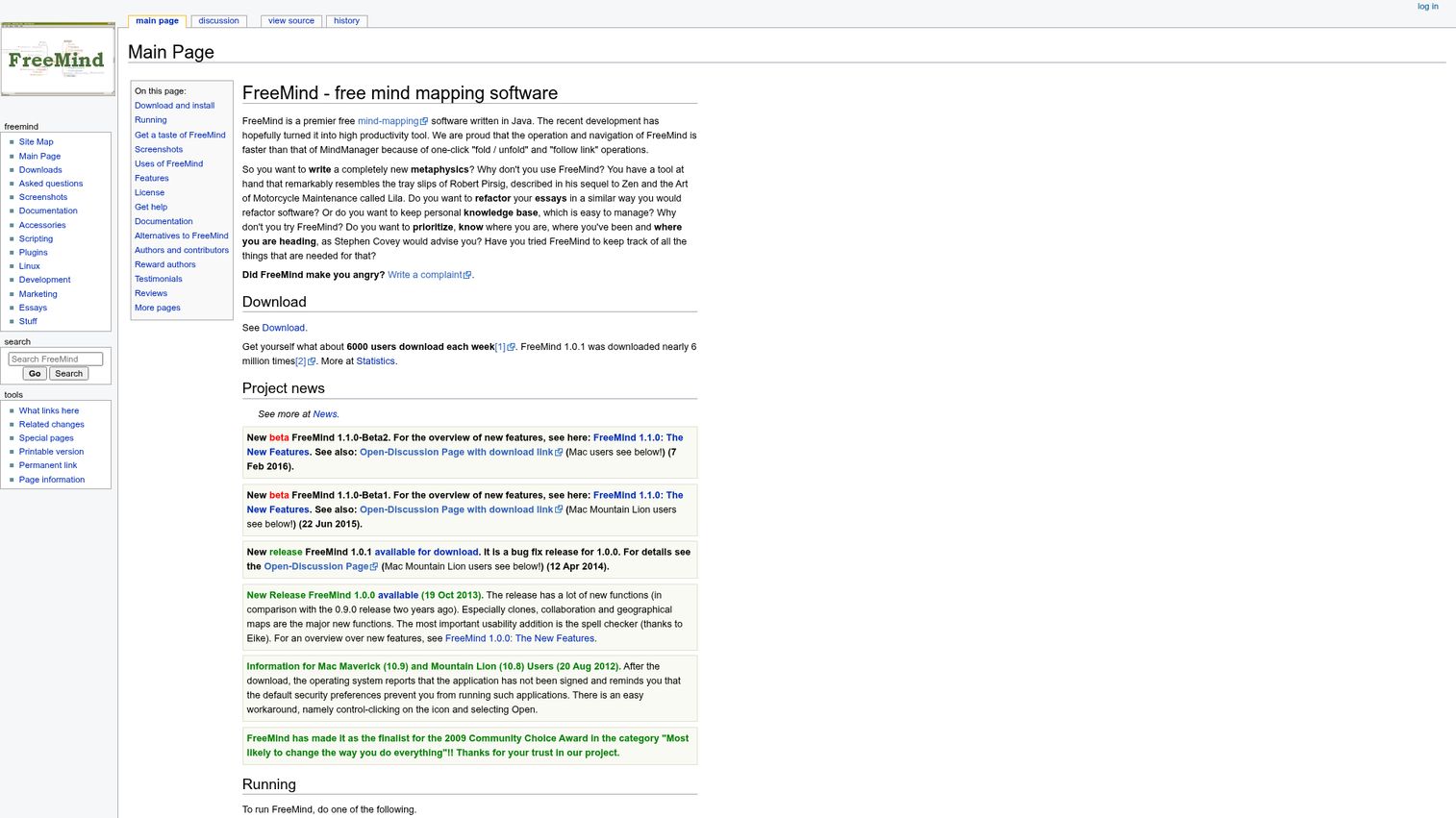 FreeMind homepage