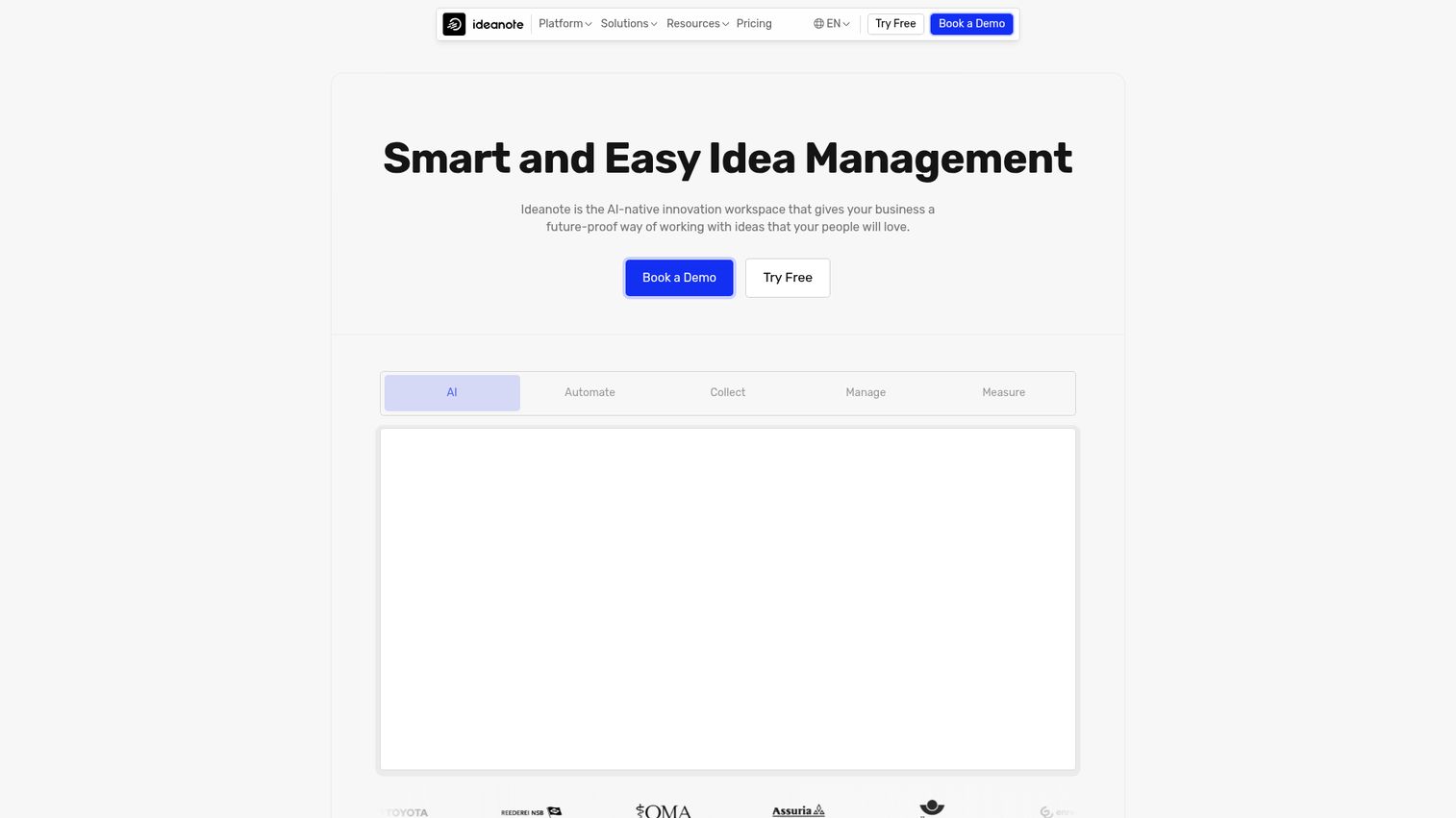 Ideanote homepage