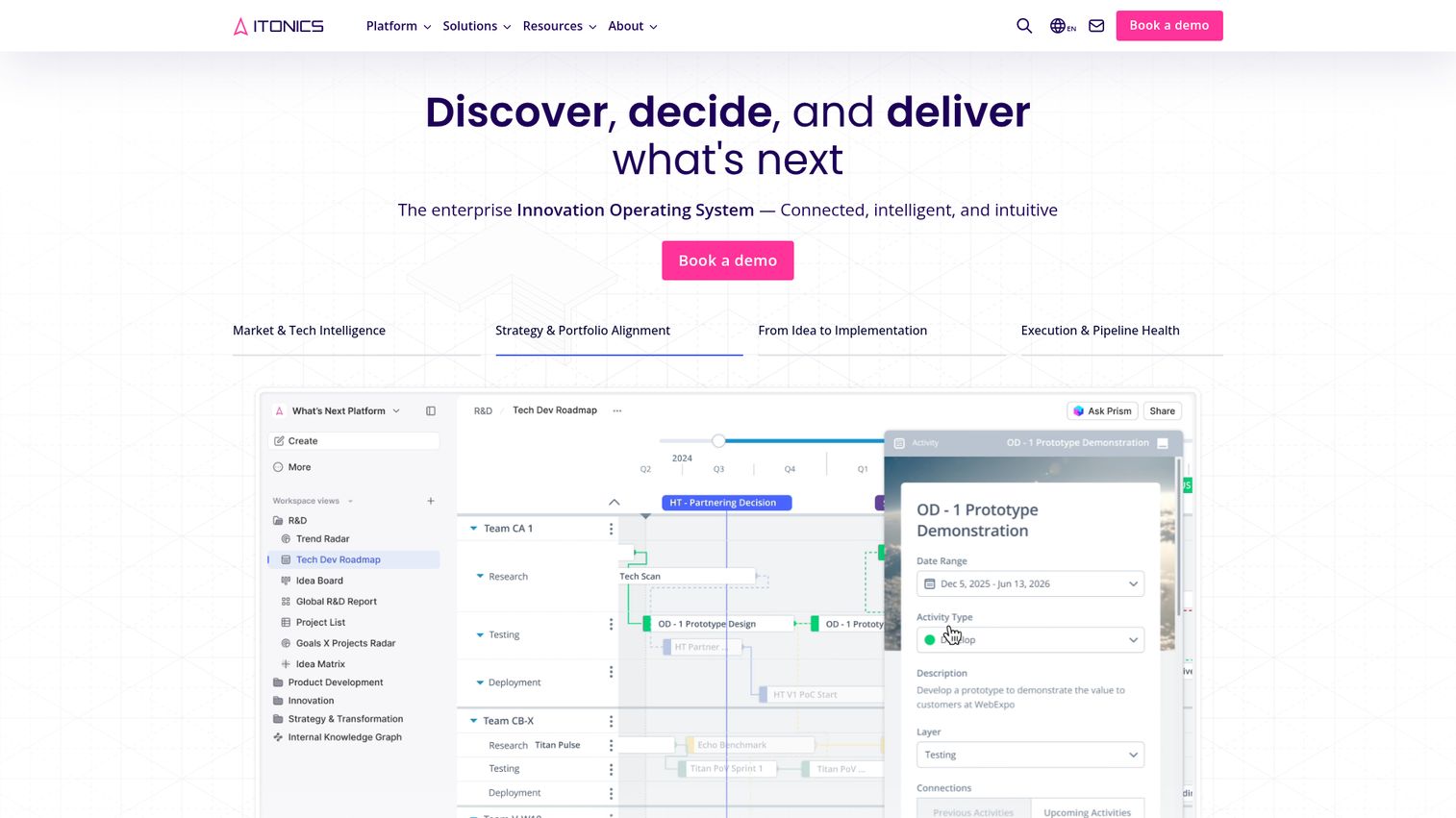 ITONICS Innovation OS homepage
