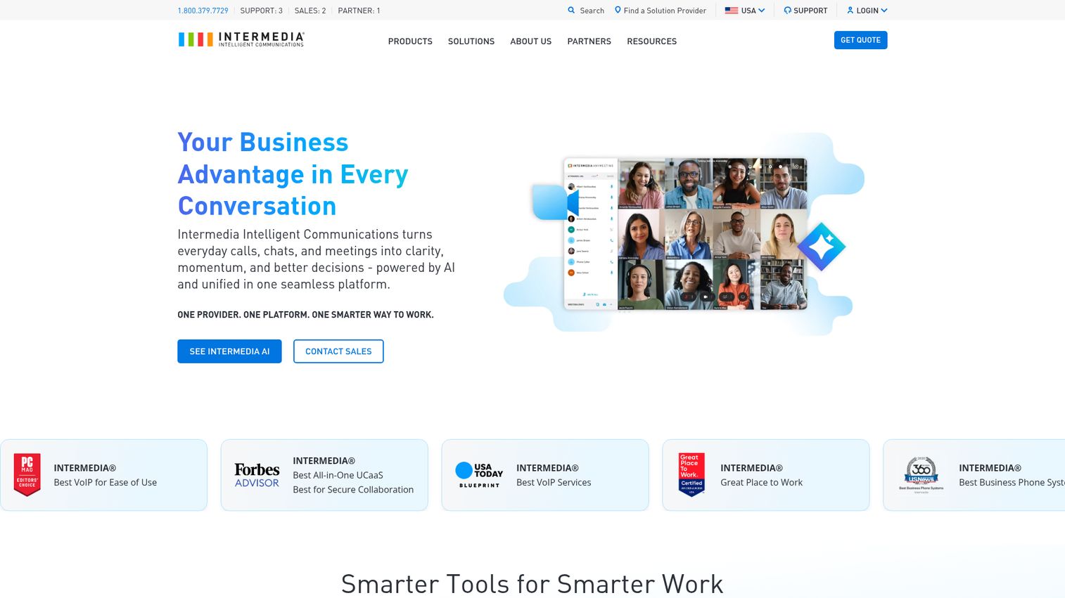 Intermedia Unite homepage