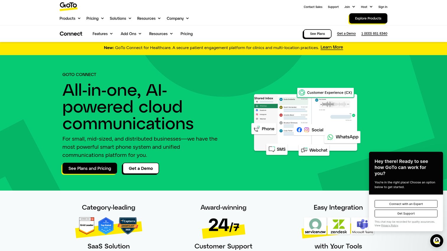 GoTo Connect homepage