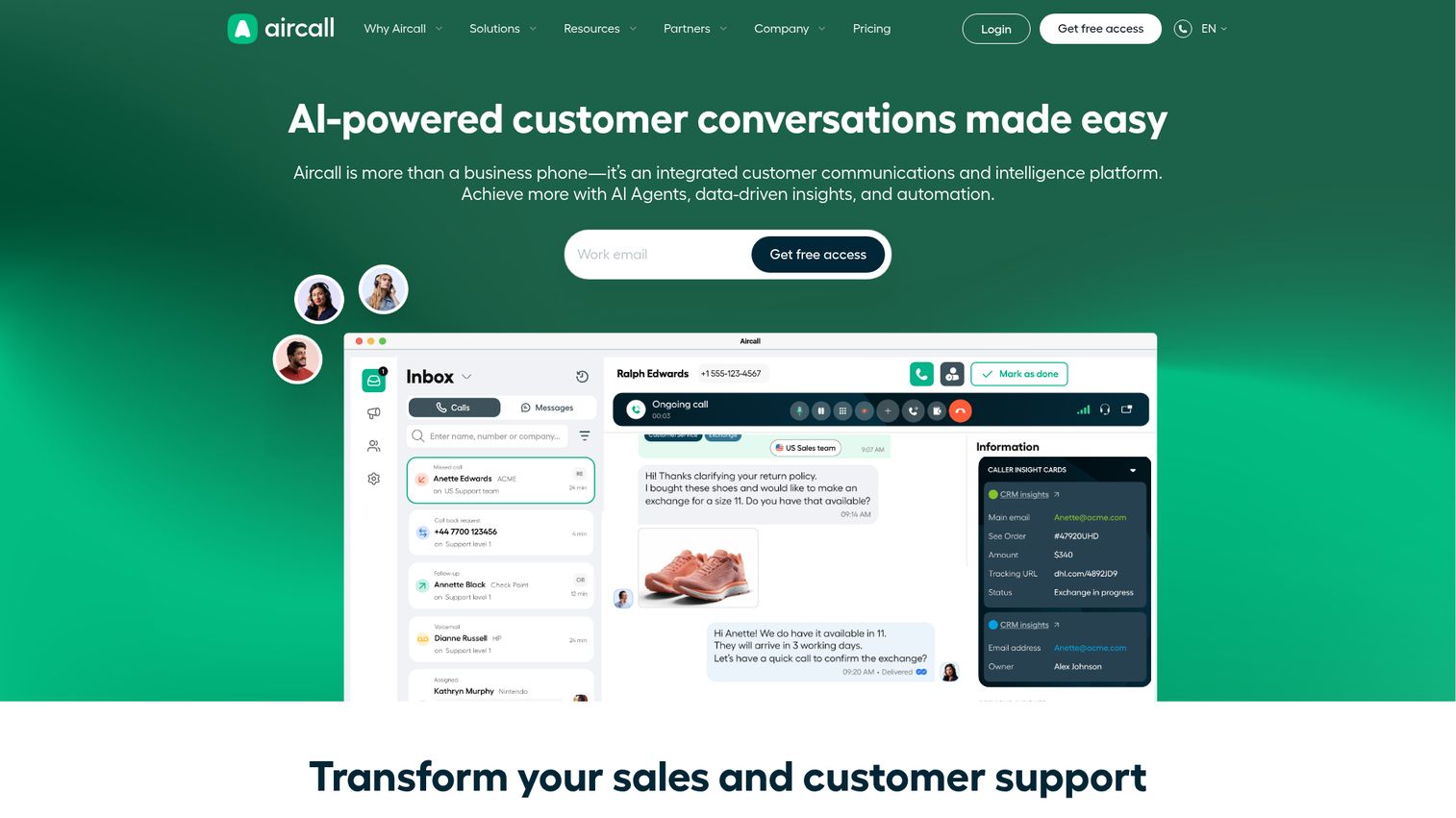 Aircall homepage