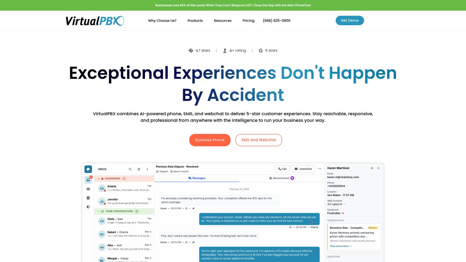 VirtualPBX homepage