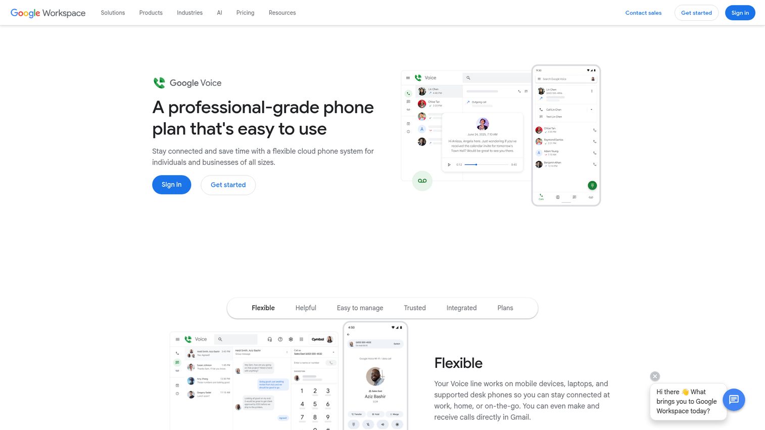 Google Voice homepage